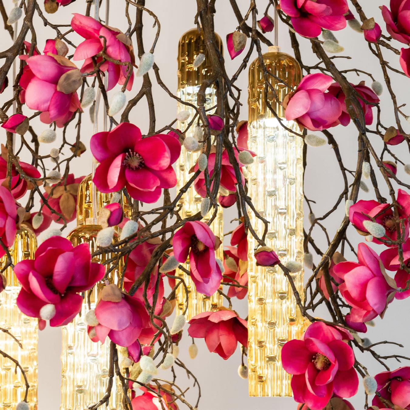 Lampadario Magnolia Rosa Oro