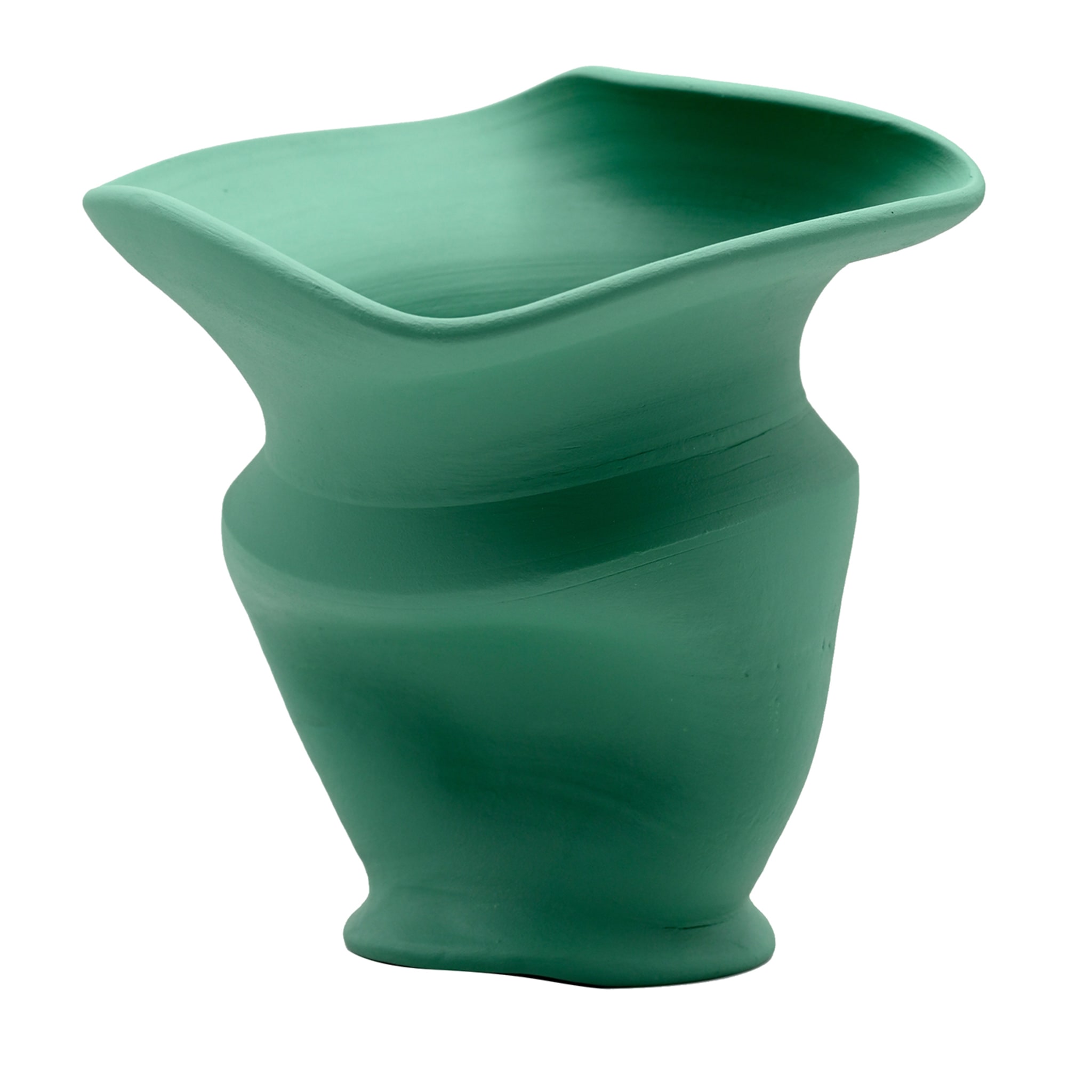 Vaso Verde Scolpito a Mano