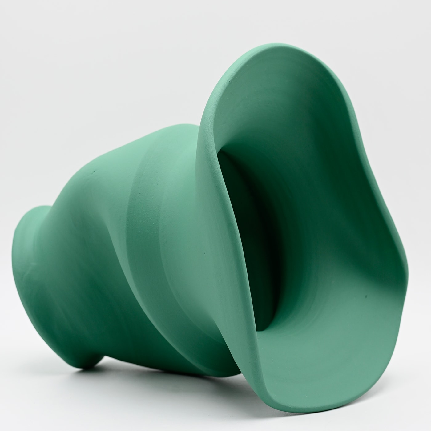 Vaso Verde Scolpito a Mano