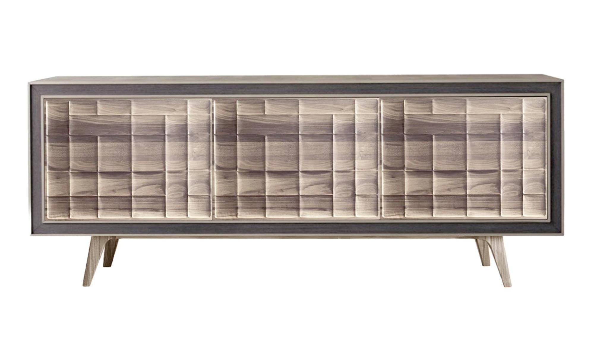 Credenza Italiana Grigia Quadra | Configurazione: 3-Doors