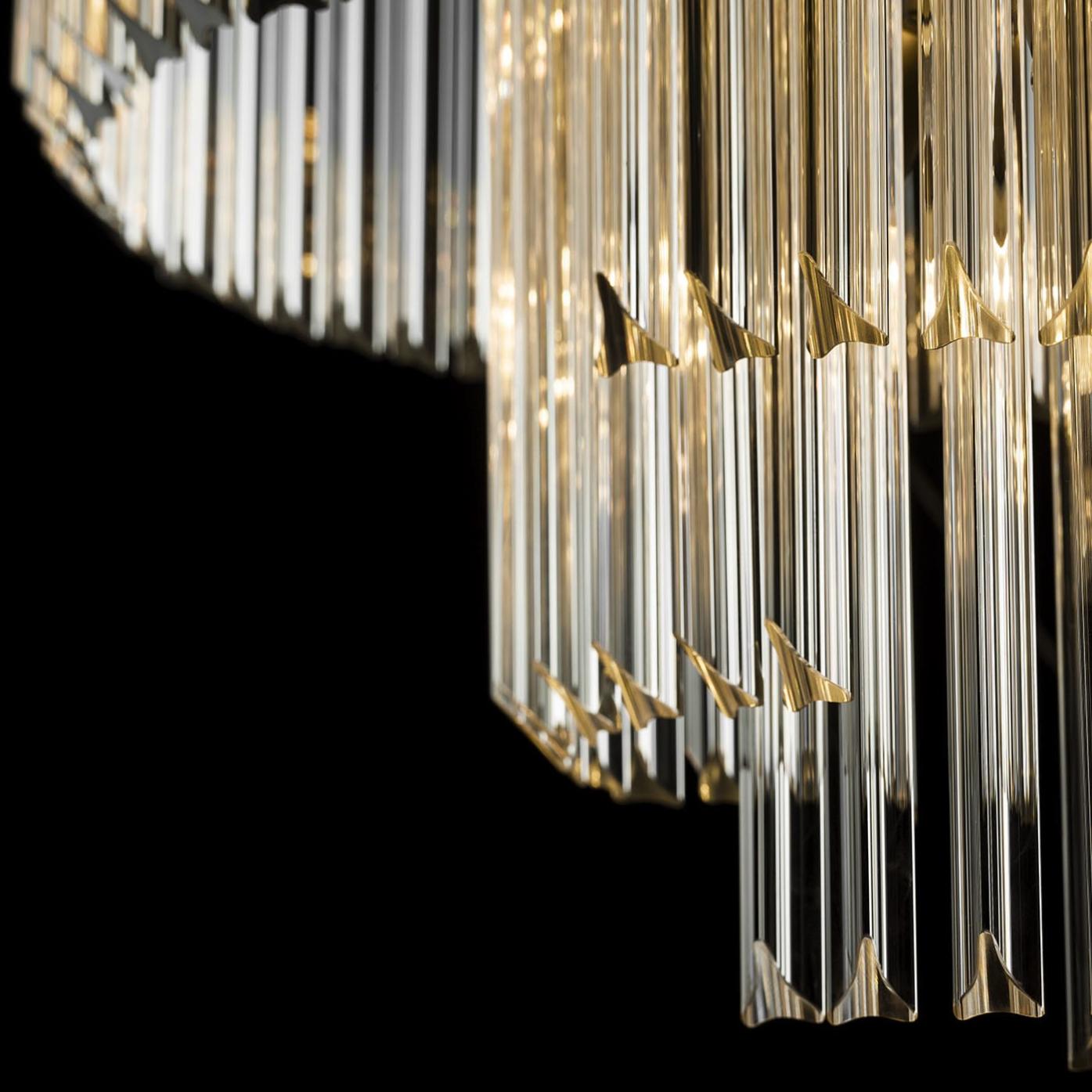 Lampadario Rotondo in Vetro Triedro