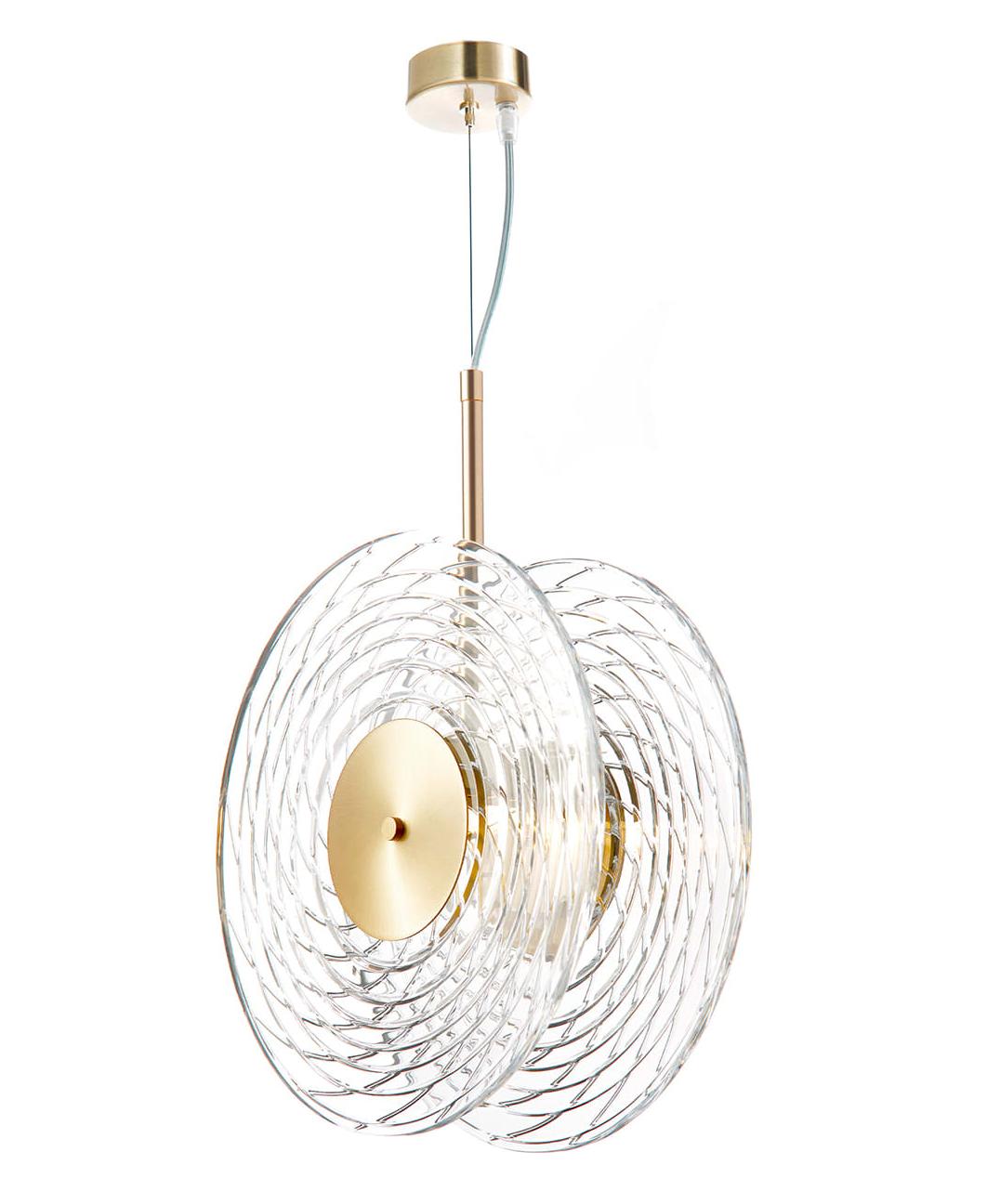Lampadario a Doppio Disco in Cristallo Ripple