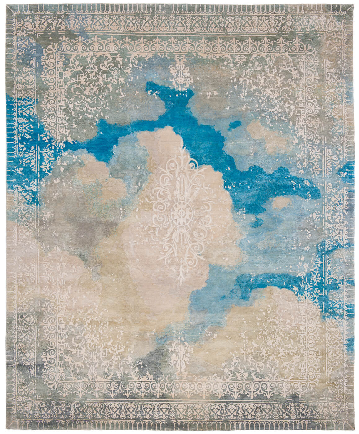 Tappeto Ferrara Cloud Special Rocked Bianco Blu