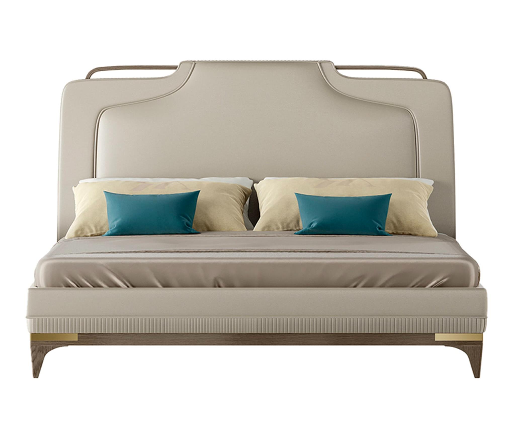 Letto in Pelle Beige | Misura del materasso: 200 x 200 cm