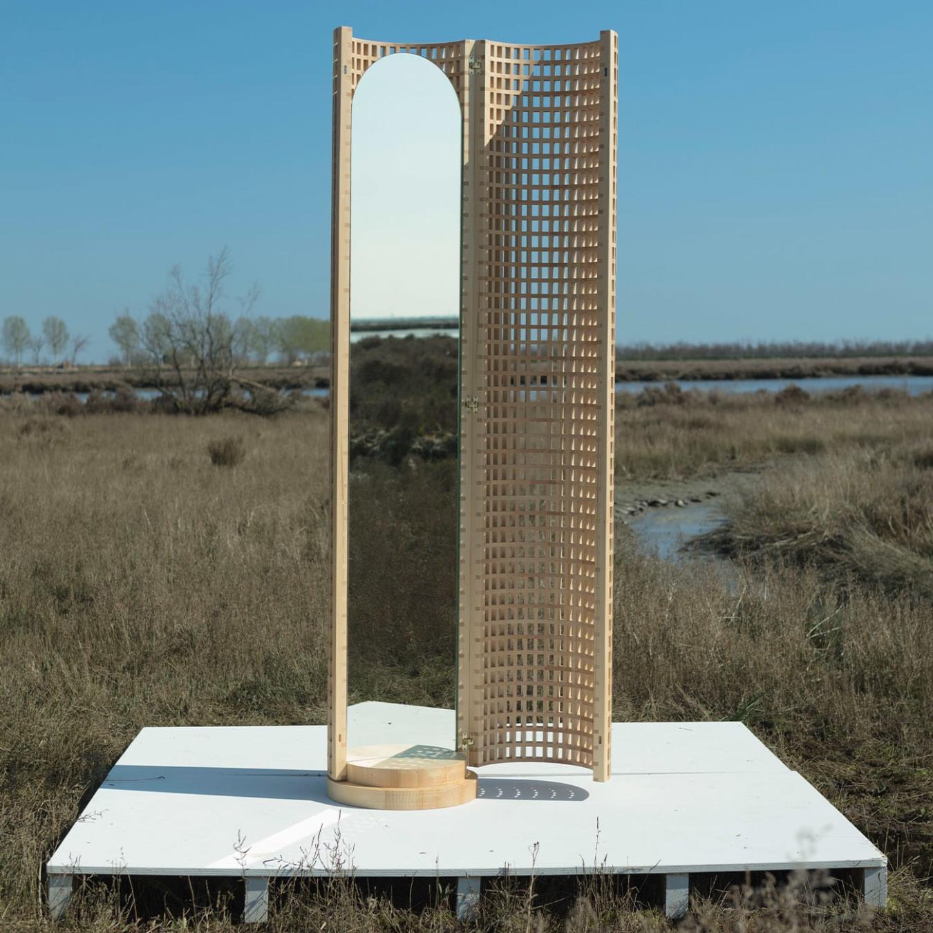Specchio da Terra Artigiano in Legno
