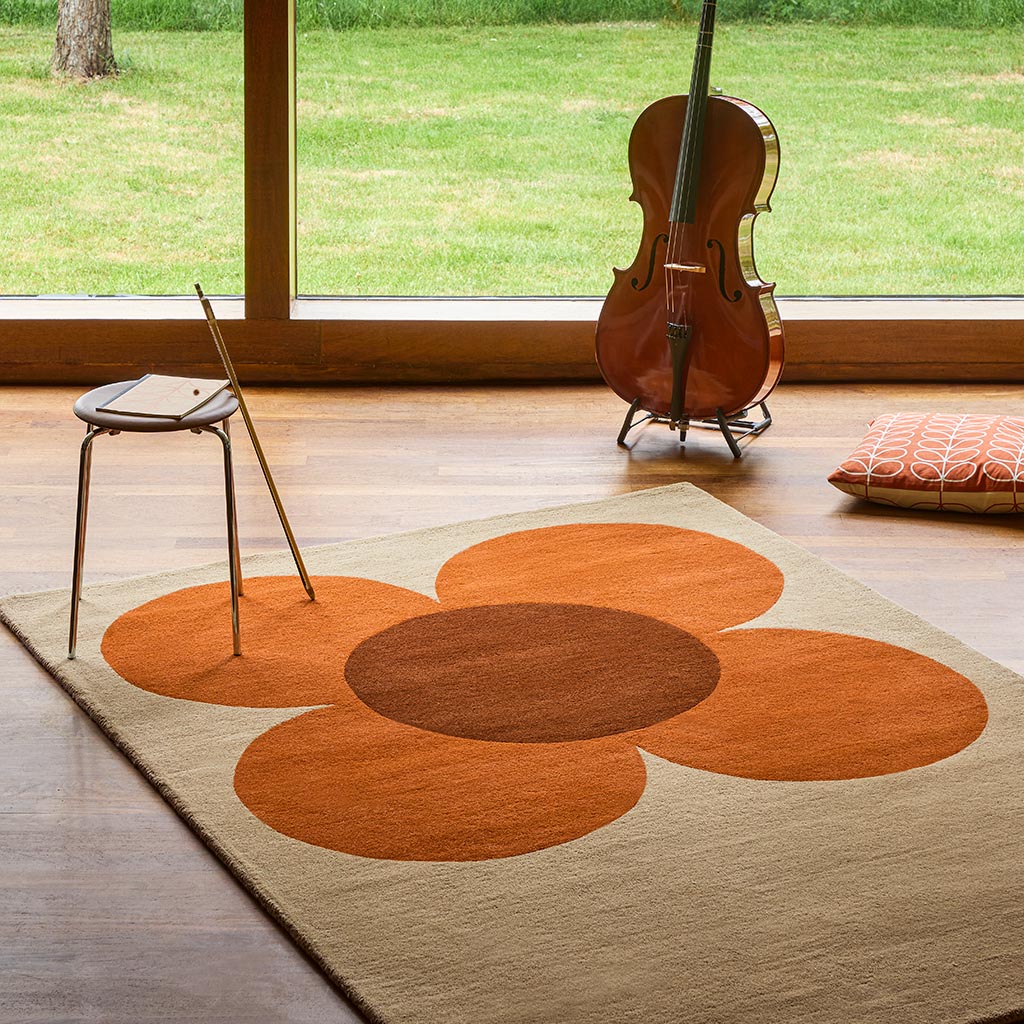 Flower Placement Pumpkin/Ecru Tappeto