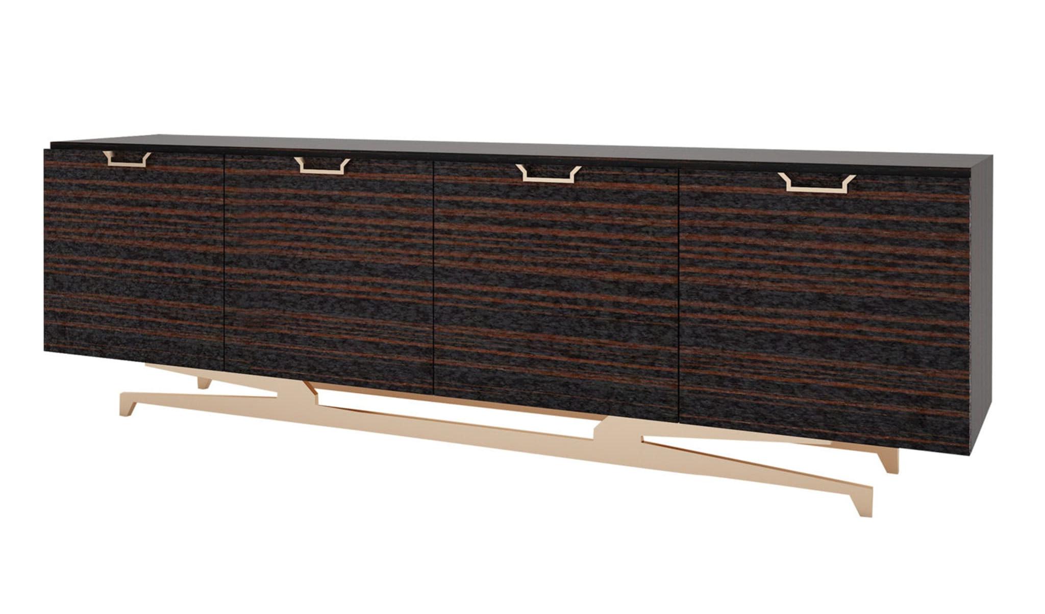 Wall Street Credenza Italiana | Finitura: Impiallacciatura lucida | Dimensioni: L 250 x P 53 x H 78 cm
