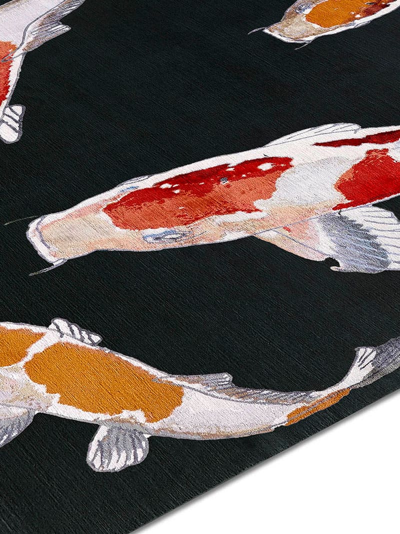 Tappeto Lusso Fish Rosso/Nero