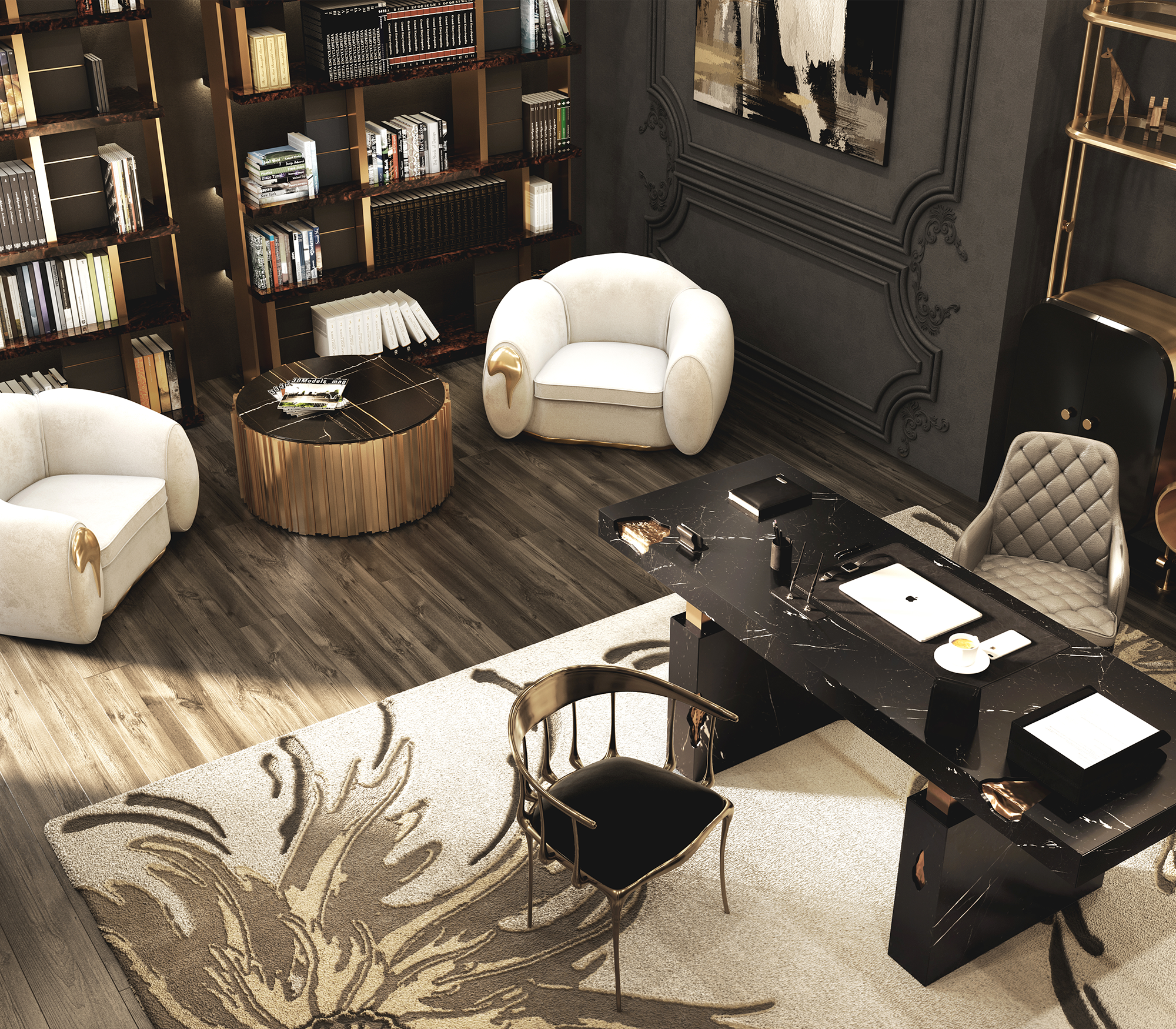 Scrivania in Marmo Nero Marquina Dominion