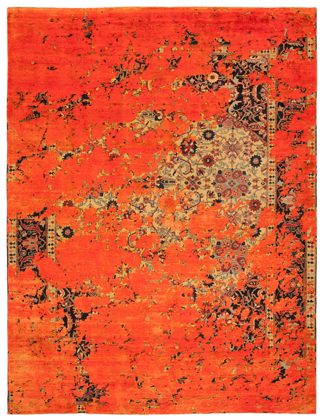 Tappeto Serapi Queensbury Aerial Giallo Neon Arancio Seta | Misura: 250 x 300 cm