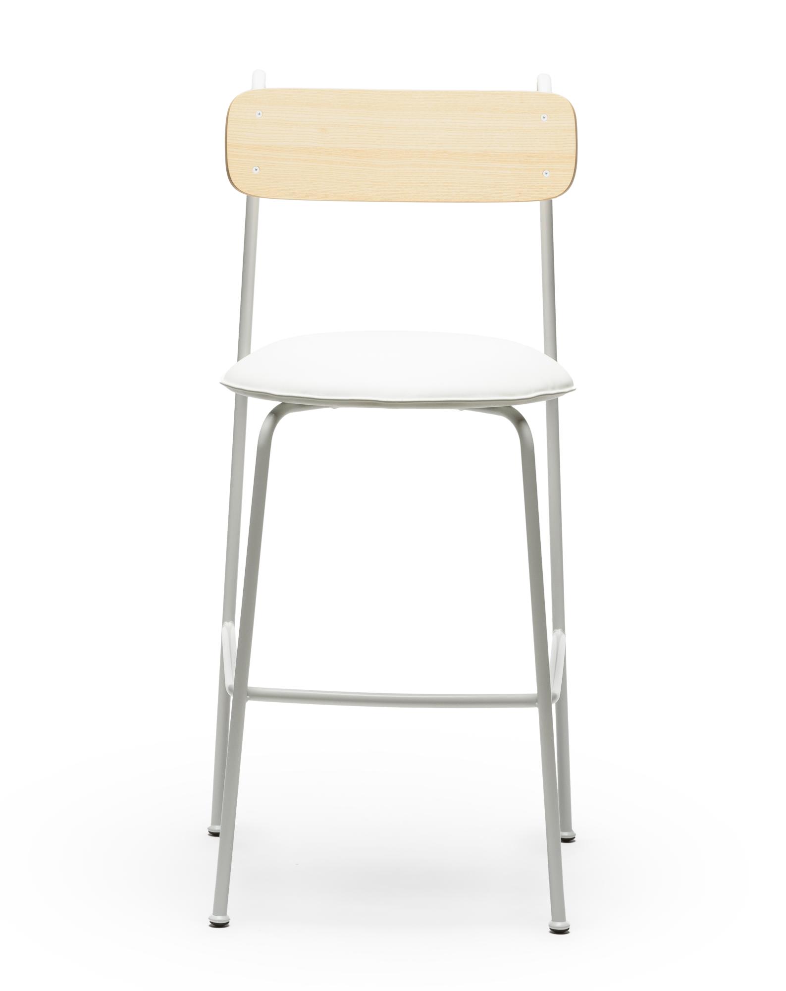 Sgabello da Bar Lena SG-75 Bianco in Frassino