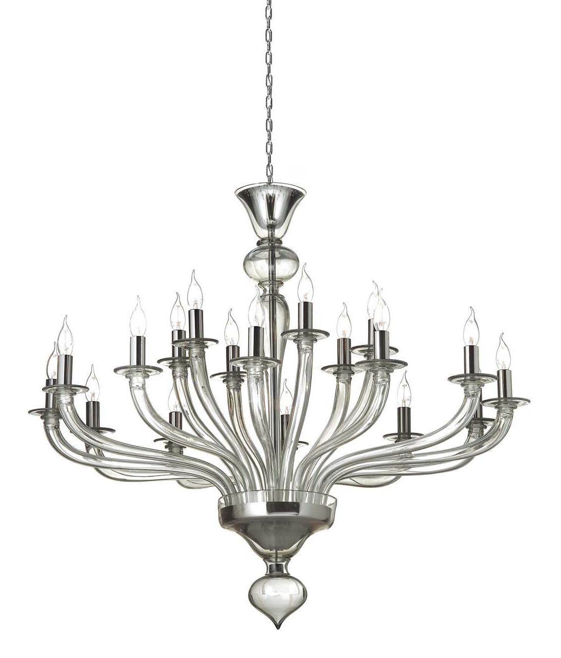 Lampadario Murano Grigio Acciaio a 18 Luci