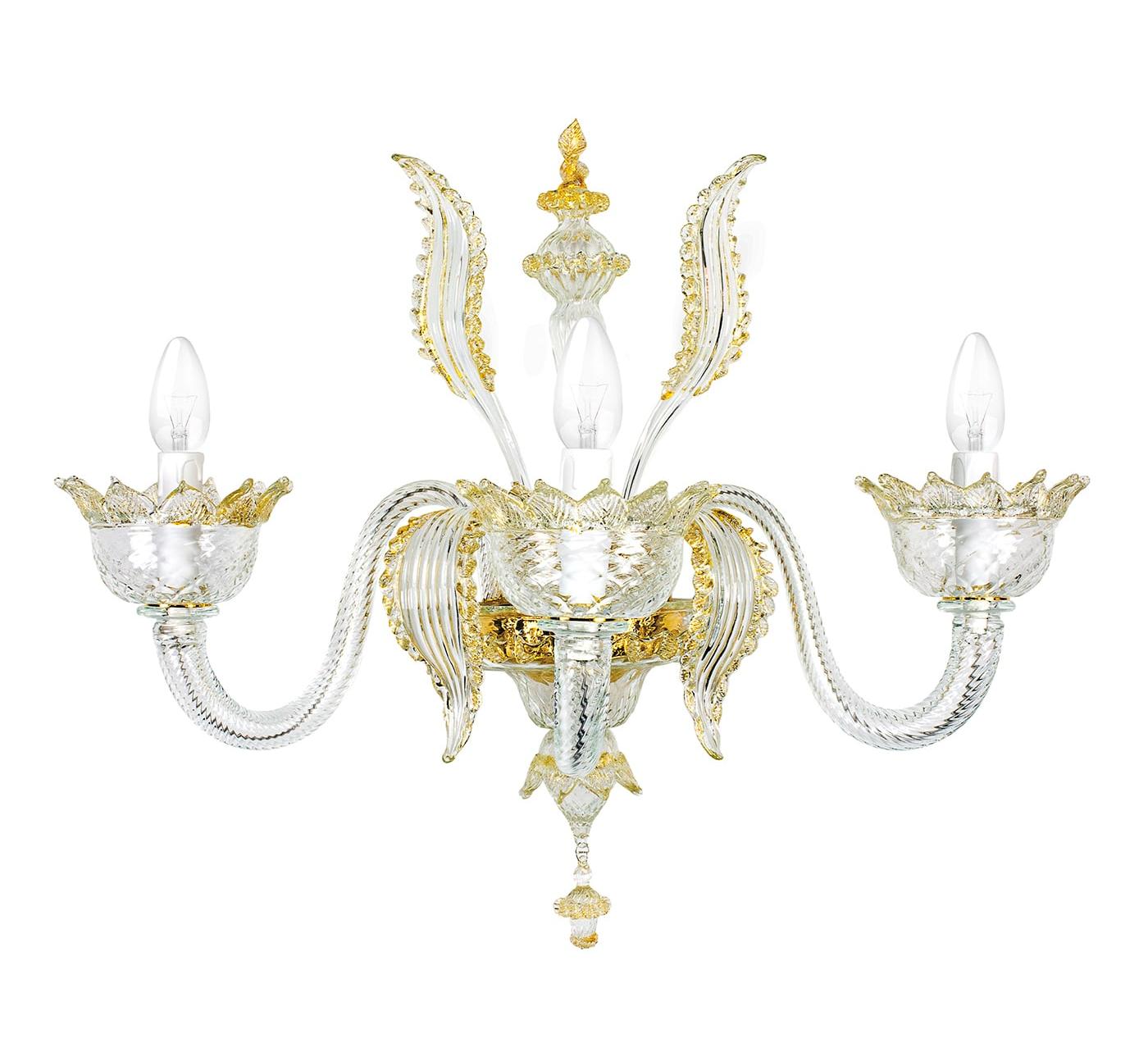 Applique Murano a 3 Luci con Dettagli Oro