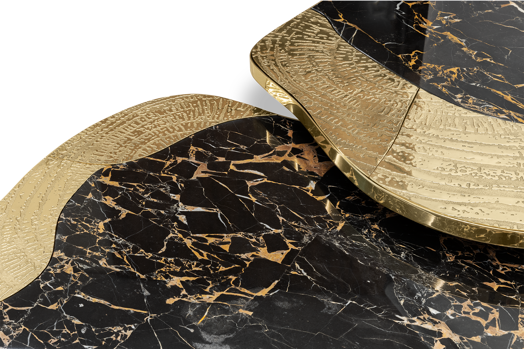 Set Tavoli Athena in Marmo Portoro e Oro