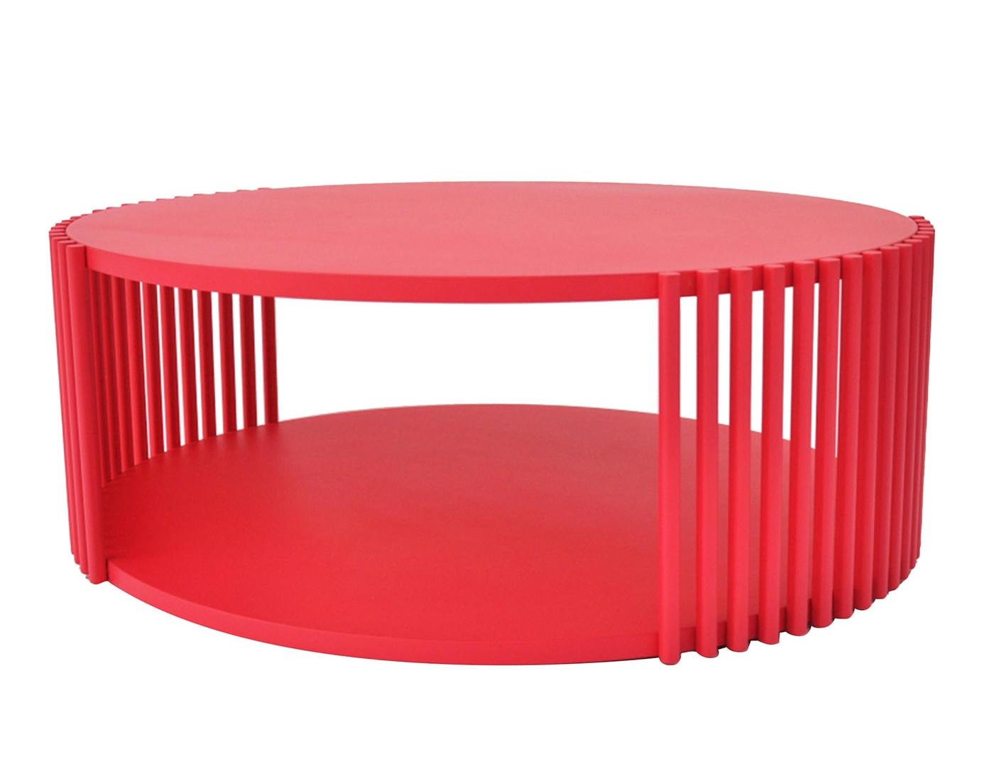 Tavolino da Caffè Elegante Grande Rosso in Rovere