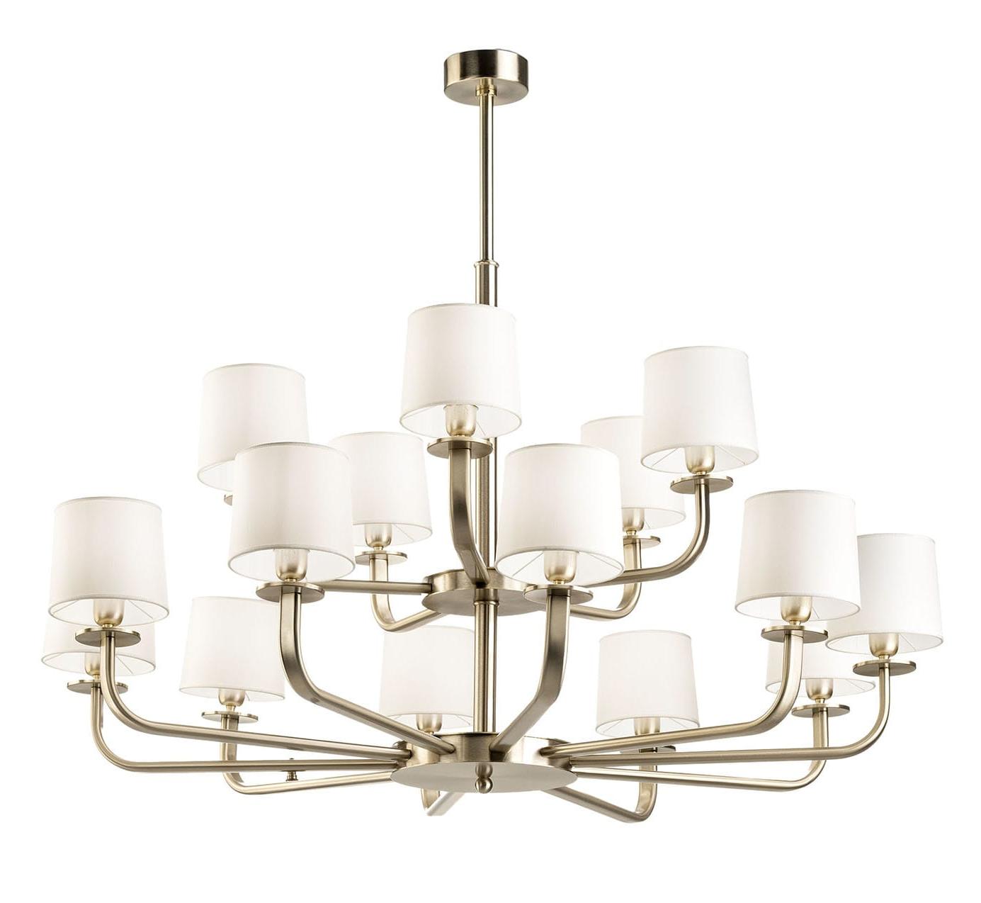 Lampadario a 15 Luci in Oro Chiaro Spazzolato