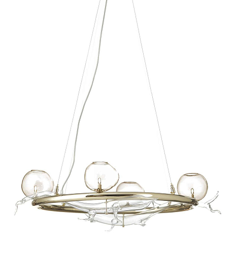 Lampadario Organico ad Anello Dorato