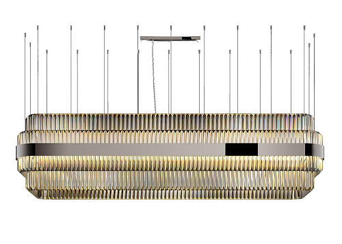 Lampadario in Nichel Lucido con Vetro Triedro Trasparente