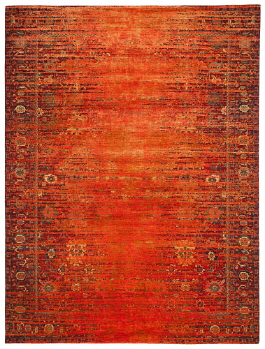 Tappeto Bidjar Kingscross Stomped Reverse Rosso Arancione Neon Seta