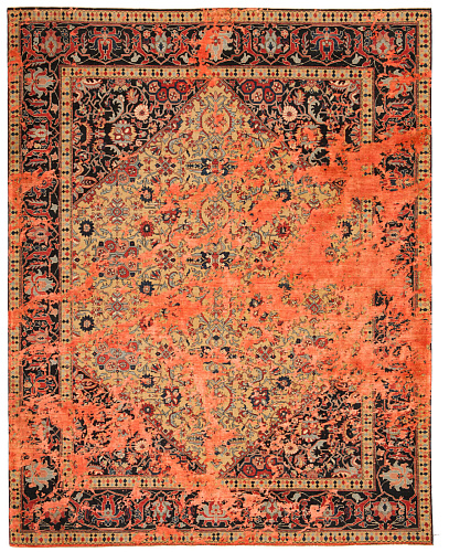 Tappeto Serapi Queensbury Sky Giallo Neon Arancio Seta
