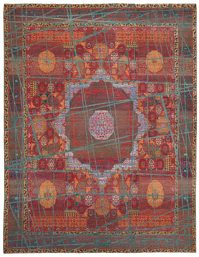 Tappeto Mamluk Columbus Wrapped Rosso Grigio Lino