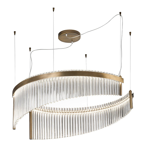 Lampadario in Vetro di Murano Trasparente con Doppia Illuminazione LED