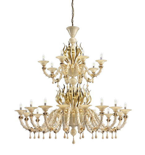 Lampadario Classico in Vetro di Murano Dorato