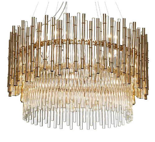 Lampadario in Vetro Bamboo e Oro