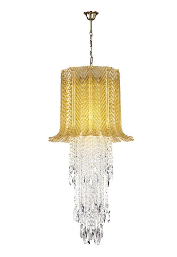 Lampadario con Foglie in Vetro di Murano