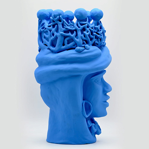 Testa di Moro Celeste Artigianale Scultura