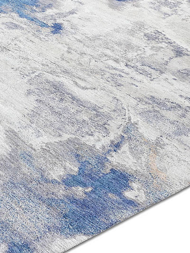 Tappeto Annodato Blu/Sabbia
