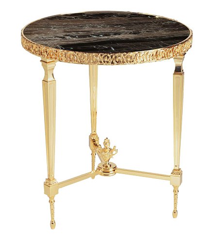 Tavolino in Ottone con Piano in Marmo