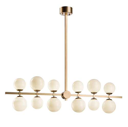Lampadario a 12 Sfere in Vetro Bianco