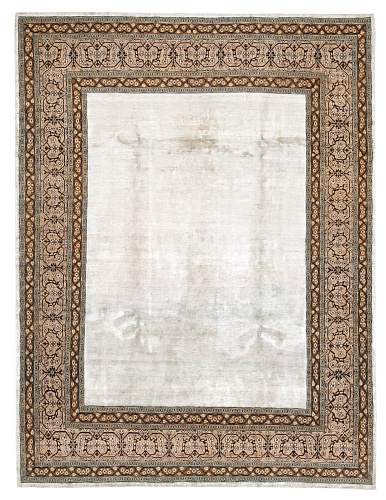 Tappeto Tabriz Bordo Cammello Argento Seta
