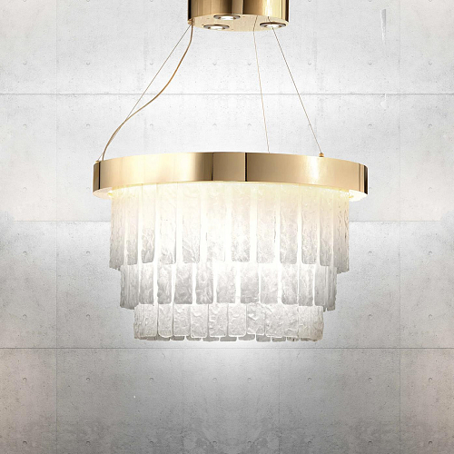 Lampadario ad Anello in Vetro di Murano Oro Lucido