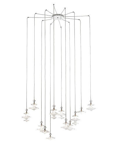 Lampadario Contemporaneo Regolabile con Elementi in Vetro
