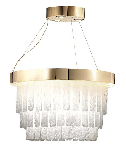Lampadario ad Anello in Vetro di Murano Oro Lucido