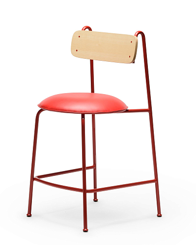 Sgabello da Bar Lena SG-65 Rosso in Frassino