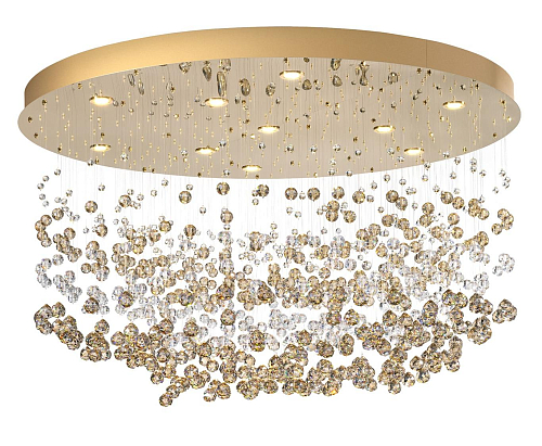 Lampadario Elegante in Oro Chiaro con Sfere in Cristallo