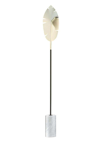 Lampada da Terra con Foglie Oro e Base in Marmo di Carrara
