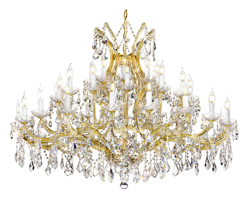 Lampadario Mariateresa con Finitura Oro e Pendenti in Cristallo