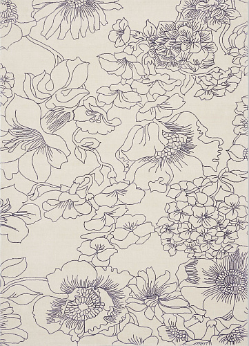 Tappeto Linear Floral Blu