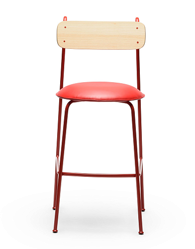 Sgabello da Bar Lena SG-75 Rosso in Frassino