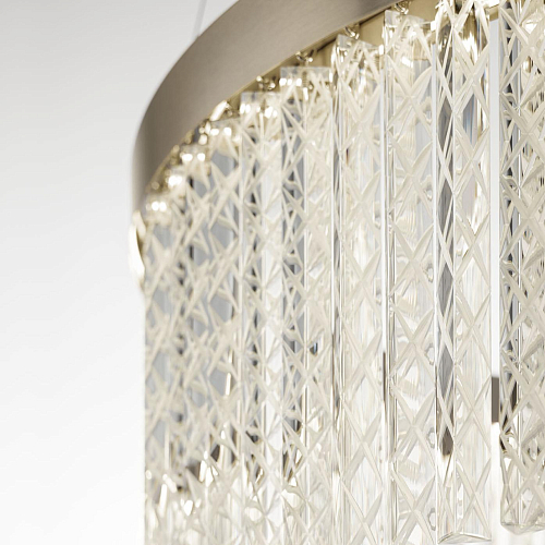 Lampadario in Cristallo Triedro Inciso a Mano