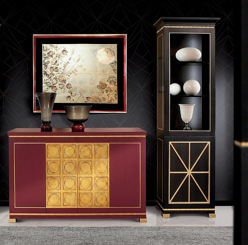 Credenza Alta in Legno Laccato Nero