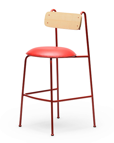 Sgabello da Bar Lena SG-75 Rosso in Frassino