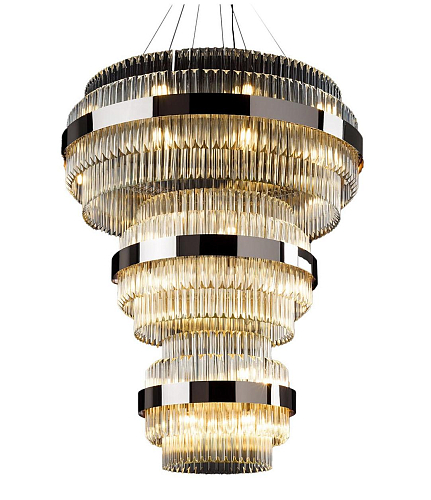 Lampadario Rotondo in Nichel Lucido con Vetro Triedro