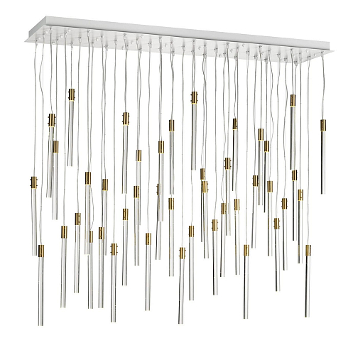 Lampadario con 43 Pendenti in Vetro Trasparente