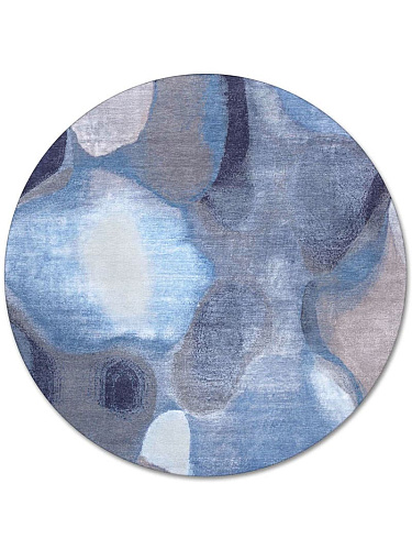 Tappeto Rotondo Blu Grigio Lusso