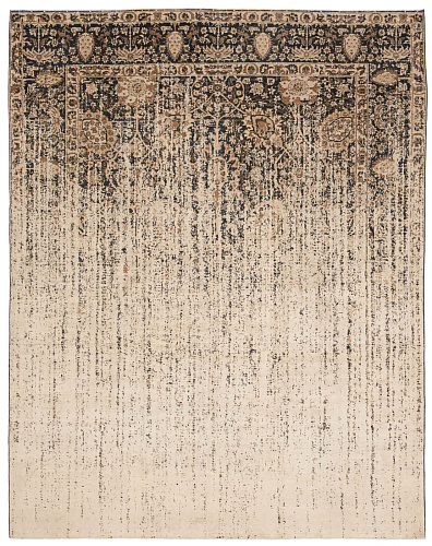 Tappeto Tabriz Vendetta Nero Beige Seta